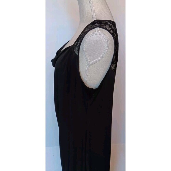 Spense Black Size 12 Straight Knee-length Dress with Drop Neck and Lace Accents - Picture 3 of 8